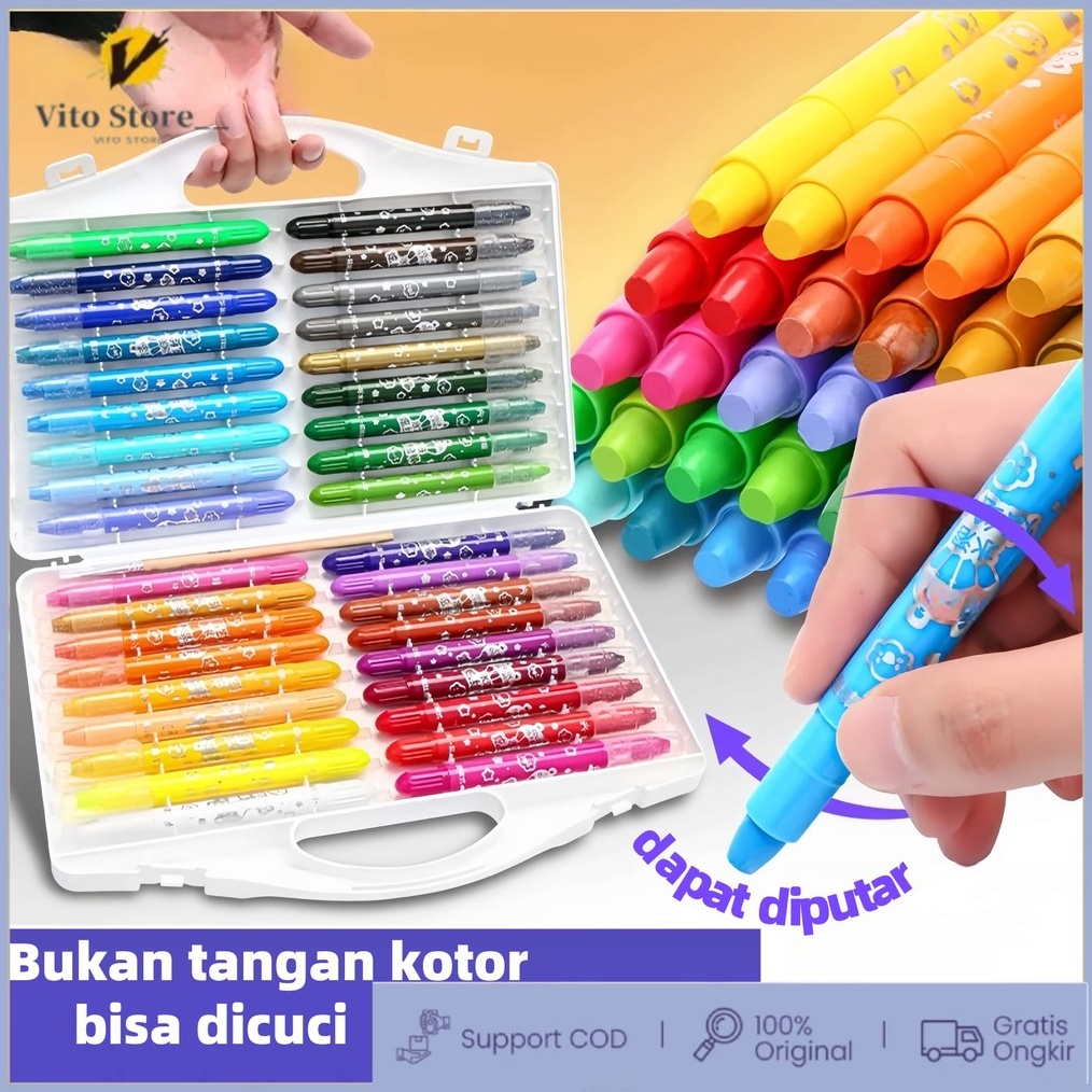 

KODE V66J Grasp Crayon Set 48 Warna Mata Sedang Silky Crayon Water Soluble Crayons Krayon Licin Grasp