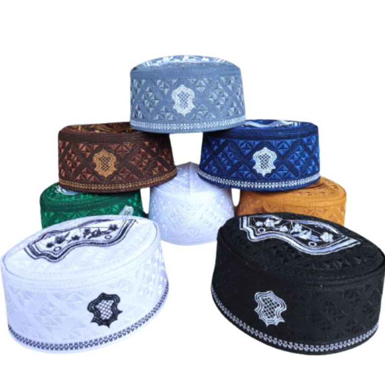 KODE V57H PECI HAJI Kopyah Assagofah Kopiah Songkok Morif Bordir Terompah  PECI MALAYSIA  Kopyah Bat