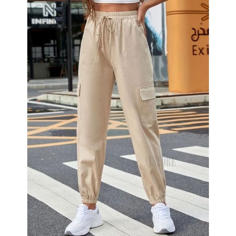 KODE F6A GarasiMedanCelana Cargo Jogger Pants HighwaistCargo Pants Casual Korean StyleCelana Joger P
