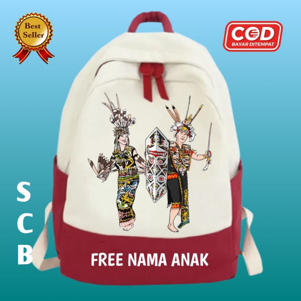Tas Ransel Anak Sekolah Kebudayaan Suku Dayak Tari Dayak Pakaian Adat Dayak