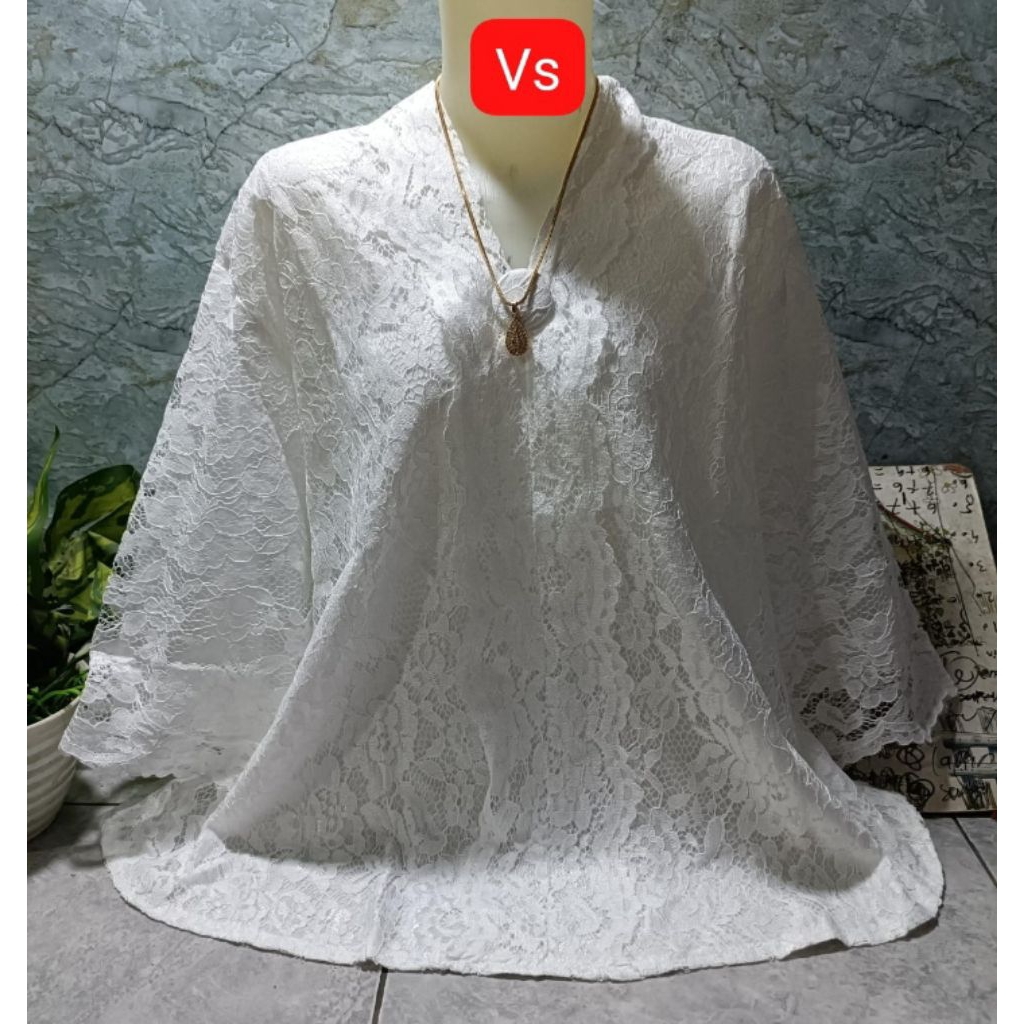 Blouse brokat khusus warna putih ukuran jumbo Ld 120