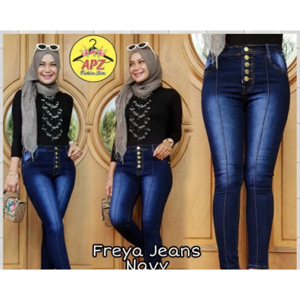 Celana Jeans Wanita Kancing 5 / Celana Jeans High Waist Kancing 5/ Celana Pensil Wanita / Celana Jea