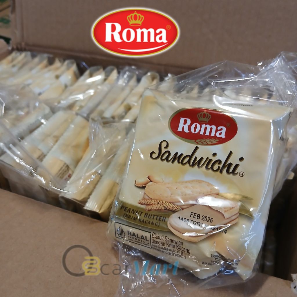 

ORINS ROMA Biskuit Sandwich Renceng isi 10 Cookies Krim Kacang 20g