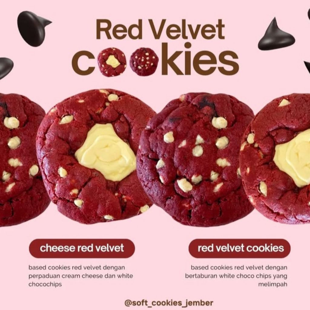 

Soft Cookies Varian Red Velvet & Cheese Red Velvet