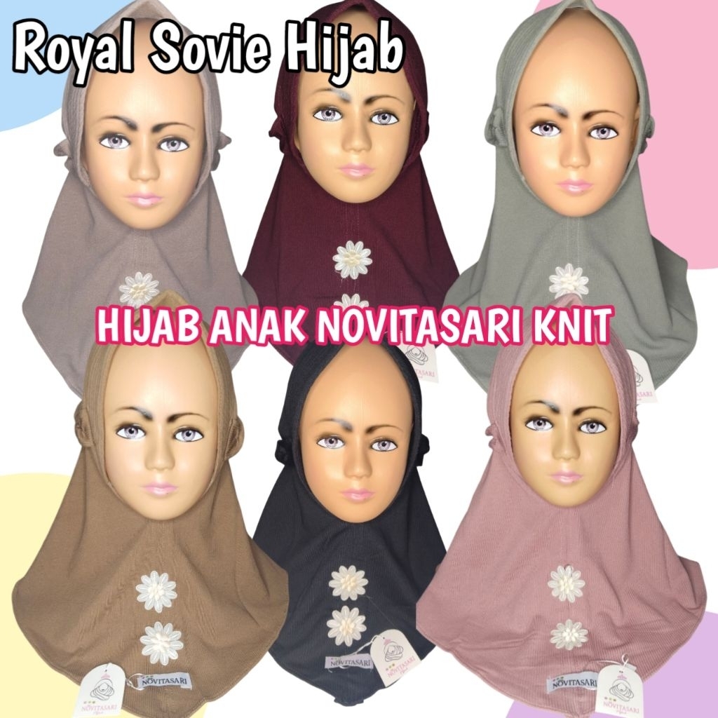 hijab kerudung jilbab anak novitasari knit motif bunga