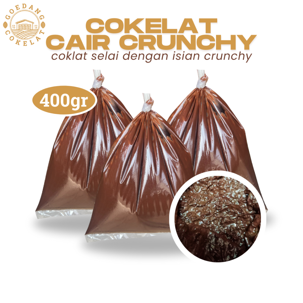 

COKLAT CAIR CRUNCHY 400GR – LEMBUT, MANIS & LEZAT | COCOK UNTUK TOPPING & SELAI