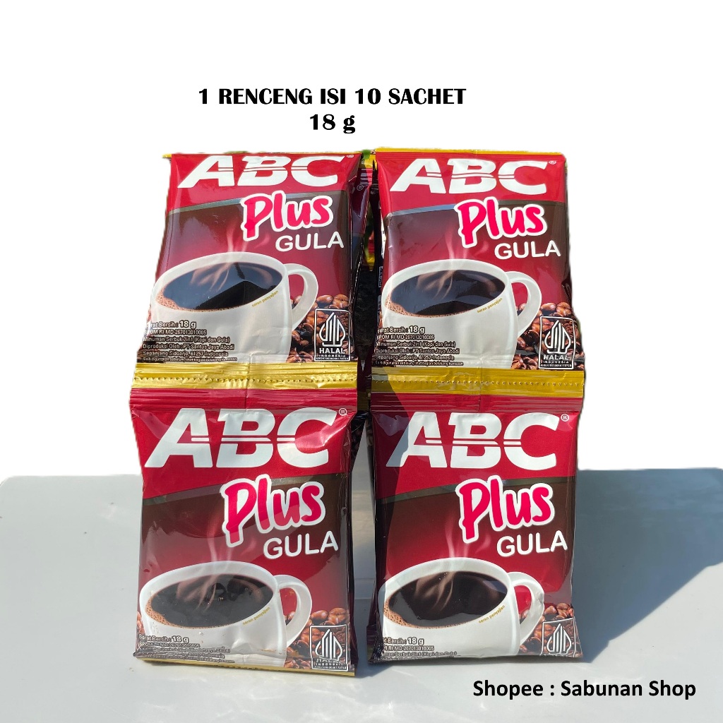 

ABC Plus Gula Kopi Hitam Instan 2in1 Renceng isi 10 Sachet