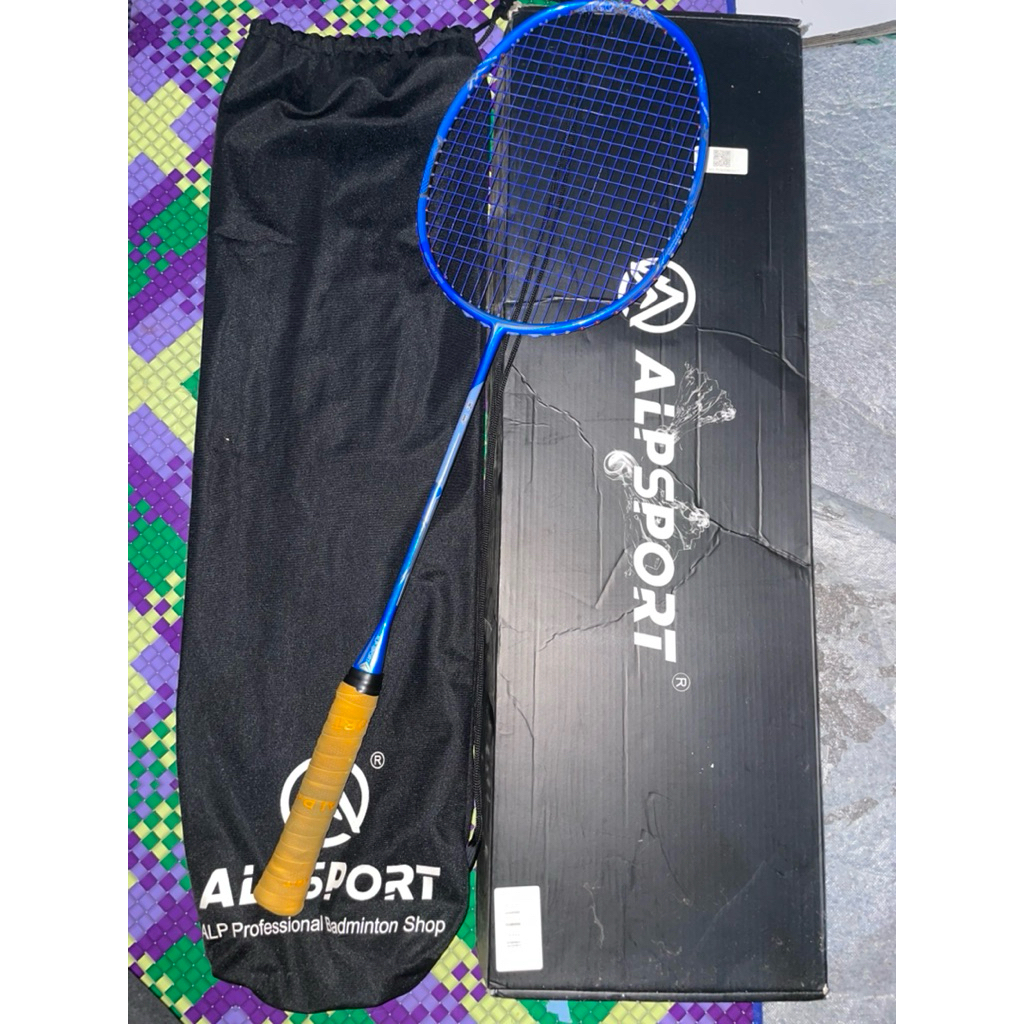Raket Badminton Alp Sport 9U 58g Max 35 Lbs G5 serat karbon fullset bekas