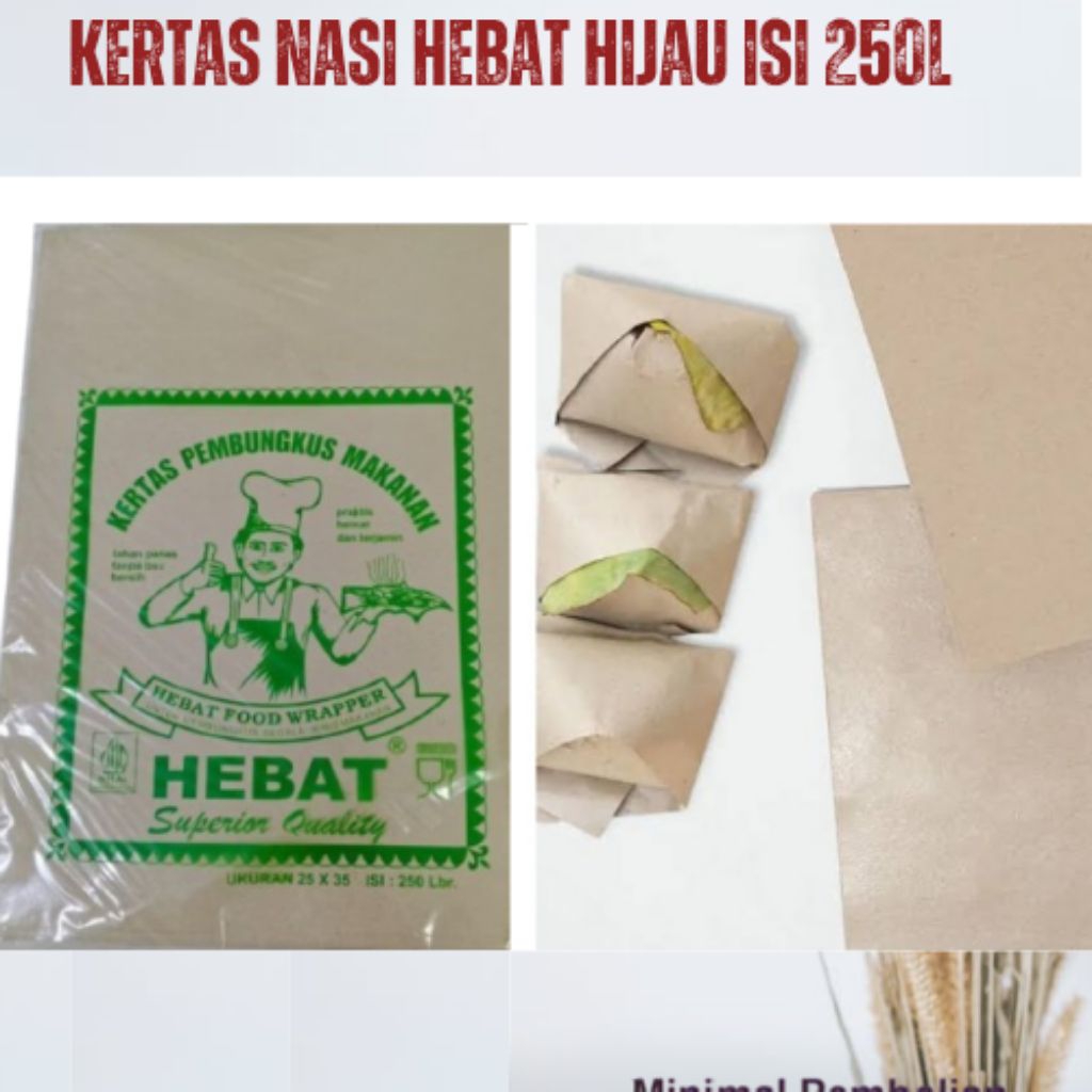 Kertas Nasi Hebat Hijau isi 250L / Bungkus Nasi