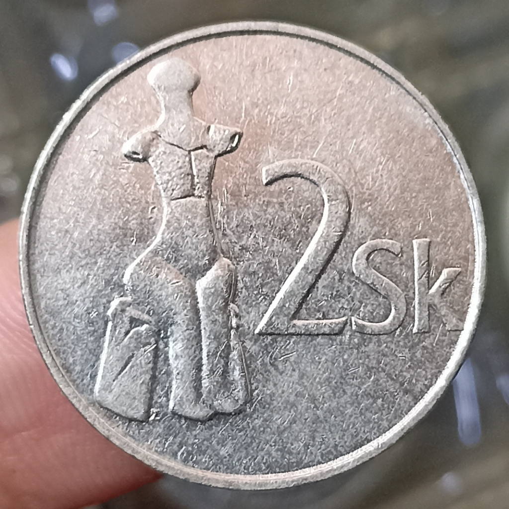 Koin Kuno Slovakia 2 Koruna Tahun 1993