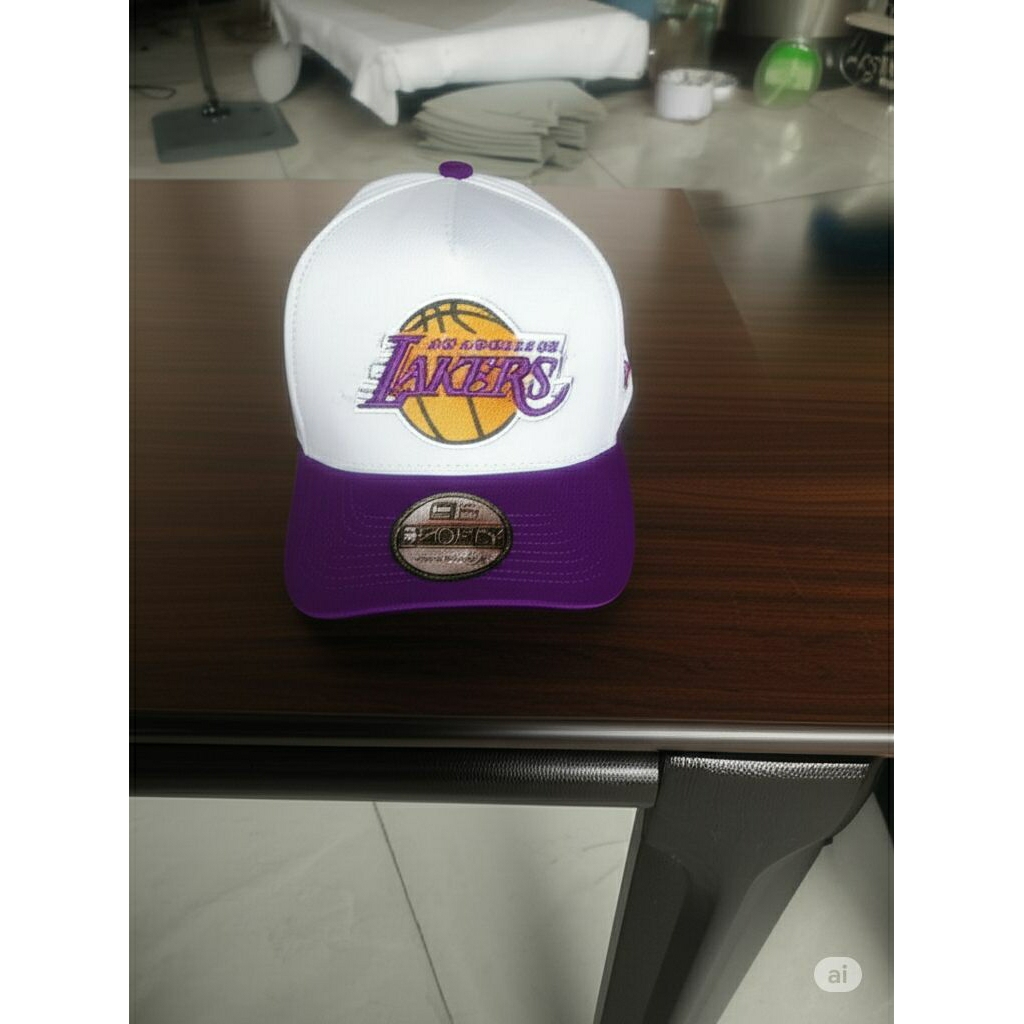 Topi Baseball Premium Bordir Lakers Putih Ungu  Pria Wanita