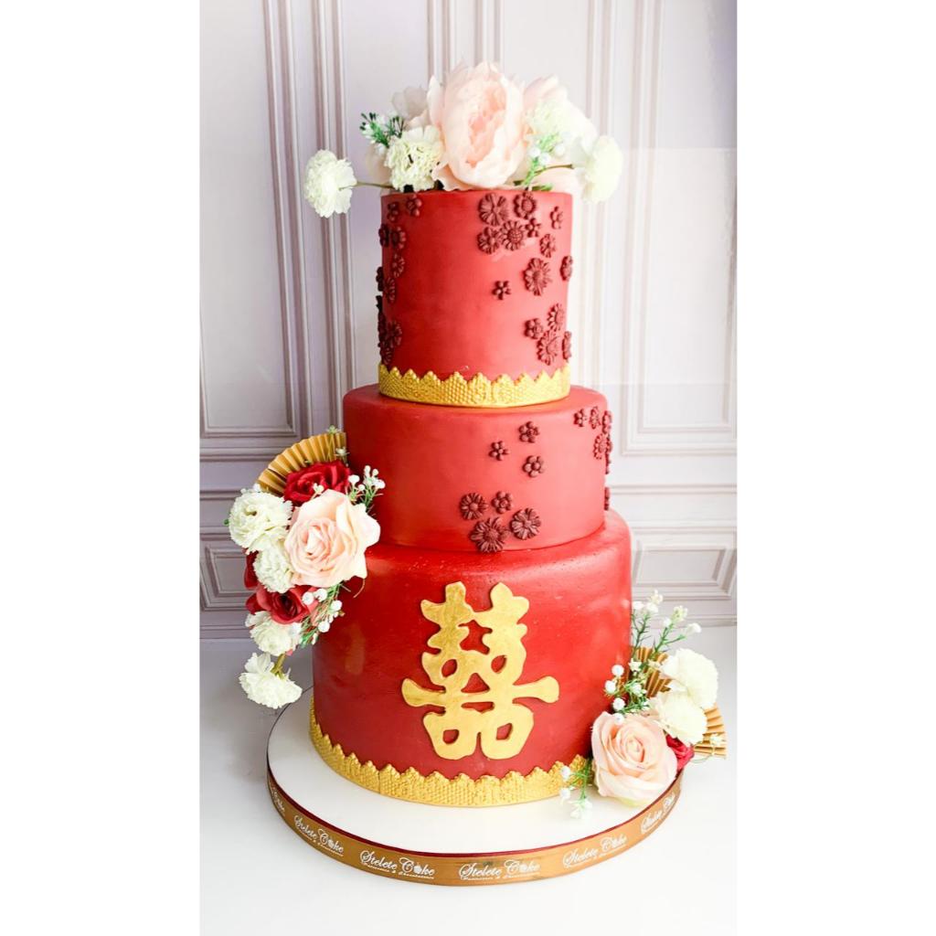

Kue Ulang Tahun/Birthday Cake/Kue Ultah tema Flower/Flower cake Red/Kue Birthday jakarta/Kue Chinnese/3 Tier
