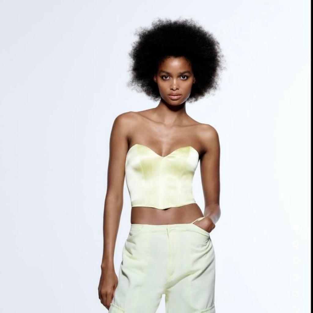 ZARA Satin Effect Corset Style Crop Top