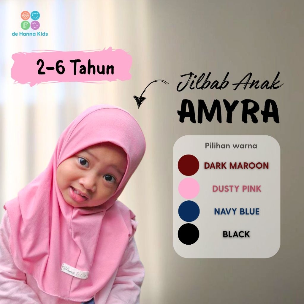 PINK DU - Jilbab Anak Amyra Jersey Premium | Jilbab anak perempuan 2 tahun | Jilbab anak perempuan 3