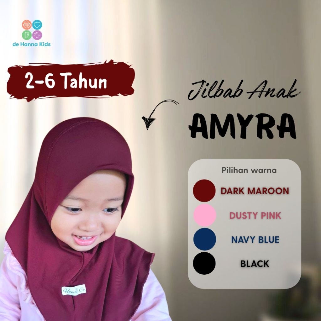 MAROON - Jilbab Anak Amyra Jersey Premium | Jilbab anak perempuan 2 tahun | Jilbab anak perempuan 3 