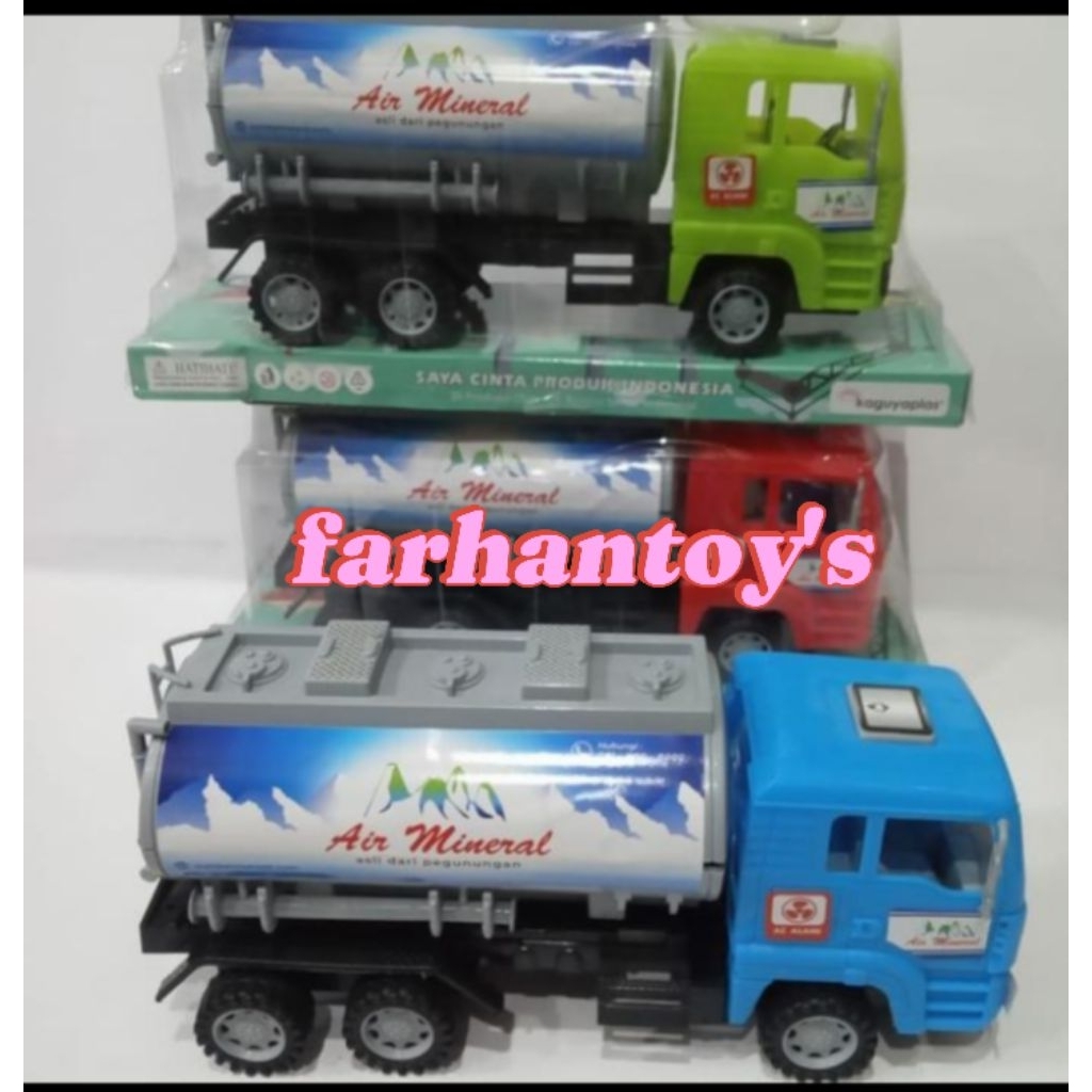 Mainan truk tangki air mineral edukasi anak mobil truck tanki