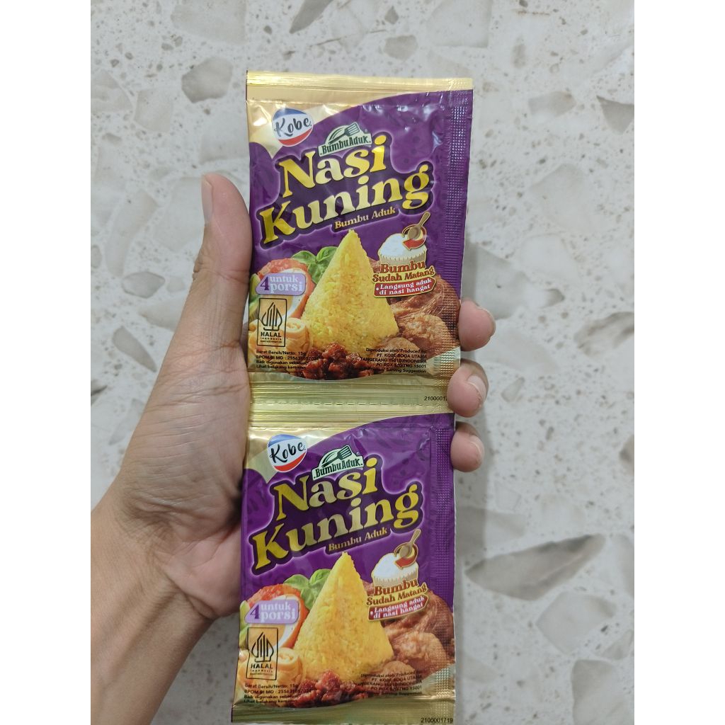

Kobe Bumbu Aduk Nasi Kuning Kemasan 1 Renceng isi 10 Sachet