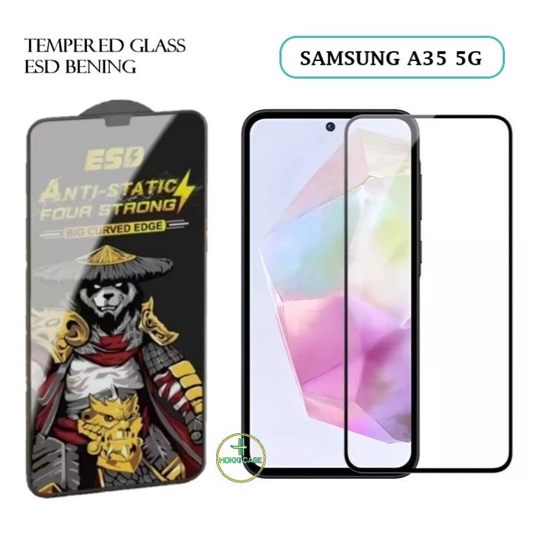 SAMSUNG A35 5G TEMPERED GLASS PREMIUM -TG ANTI STATIC ESD Tempered Glass ESD Full Cover Anti Static 
