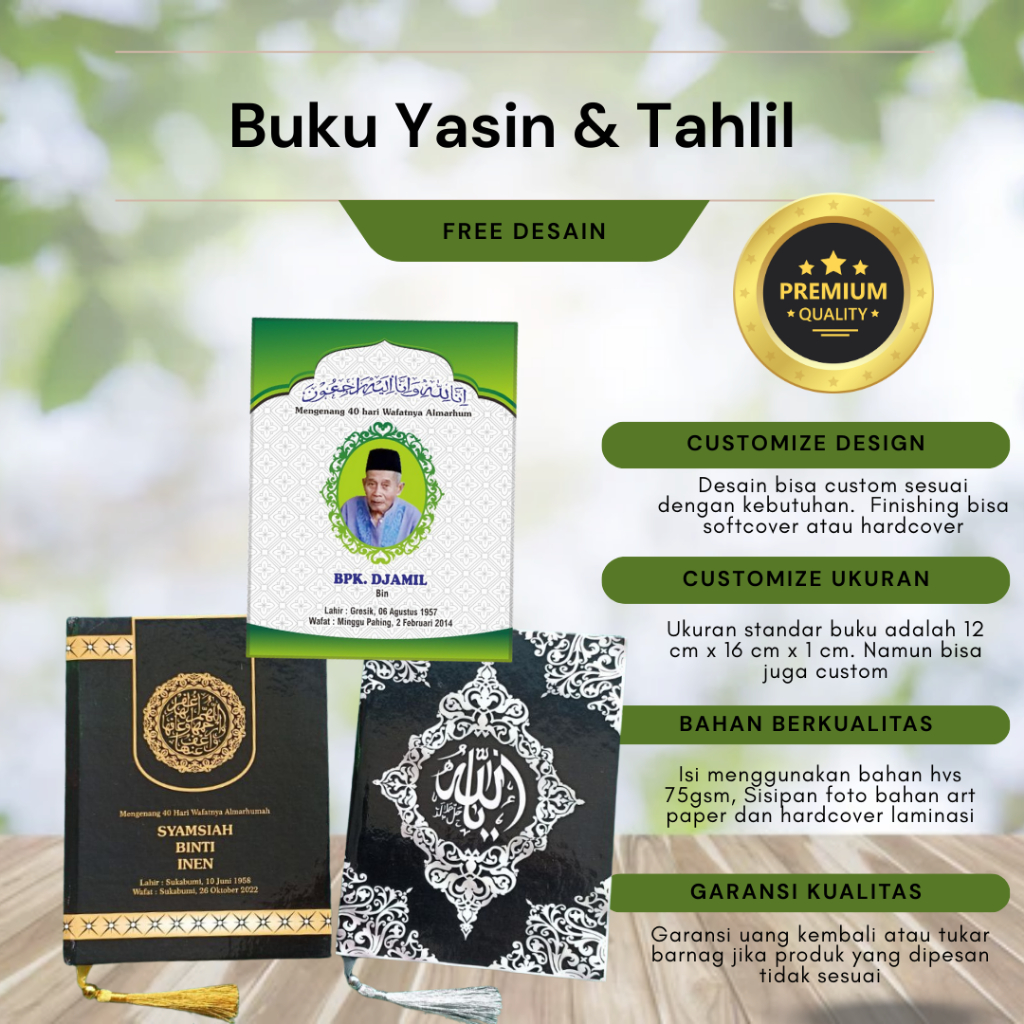 

Buku Yasin & Tahlil Custom: Kenangan Indah, Selamanya Berkah!