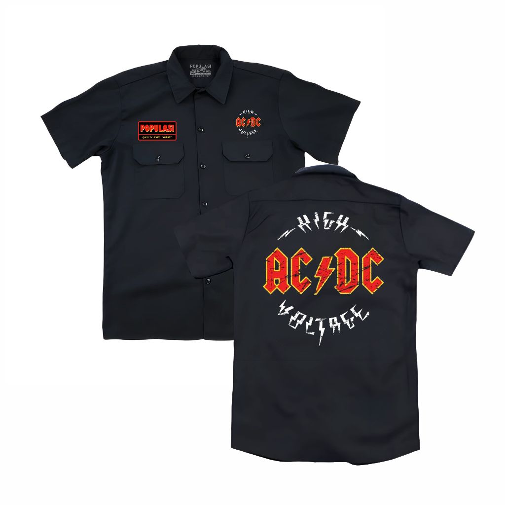 Populasi - Kemeja PDH - Workshirt - ACDC Logo  - PDH ACDC LOGO  - Pakaian pria - Pakaian wanita - Vi