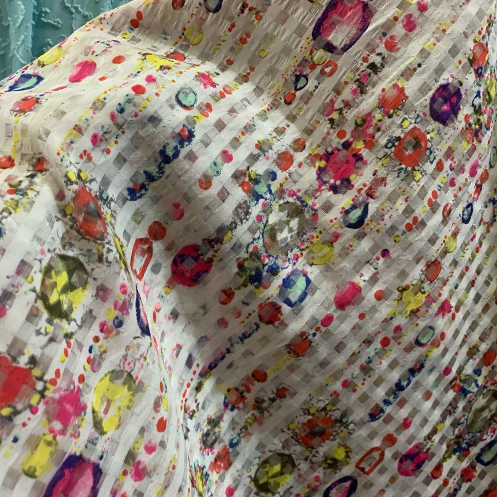 kain organza motif - kain organza motif - bahan antik - kain pesta - kain dress motif - kain organdi