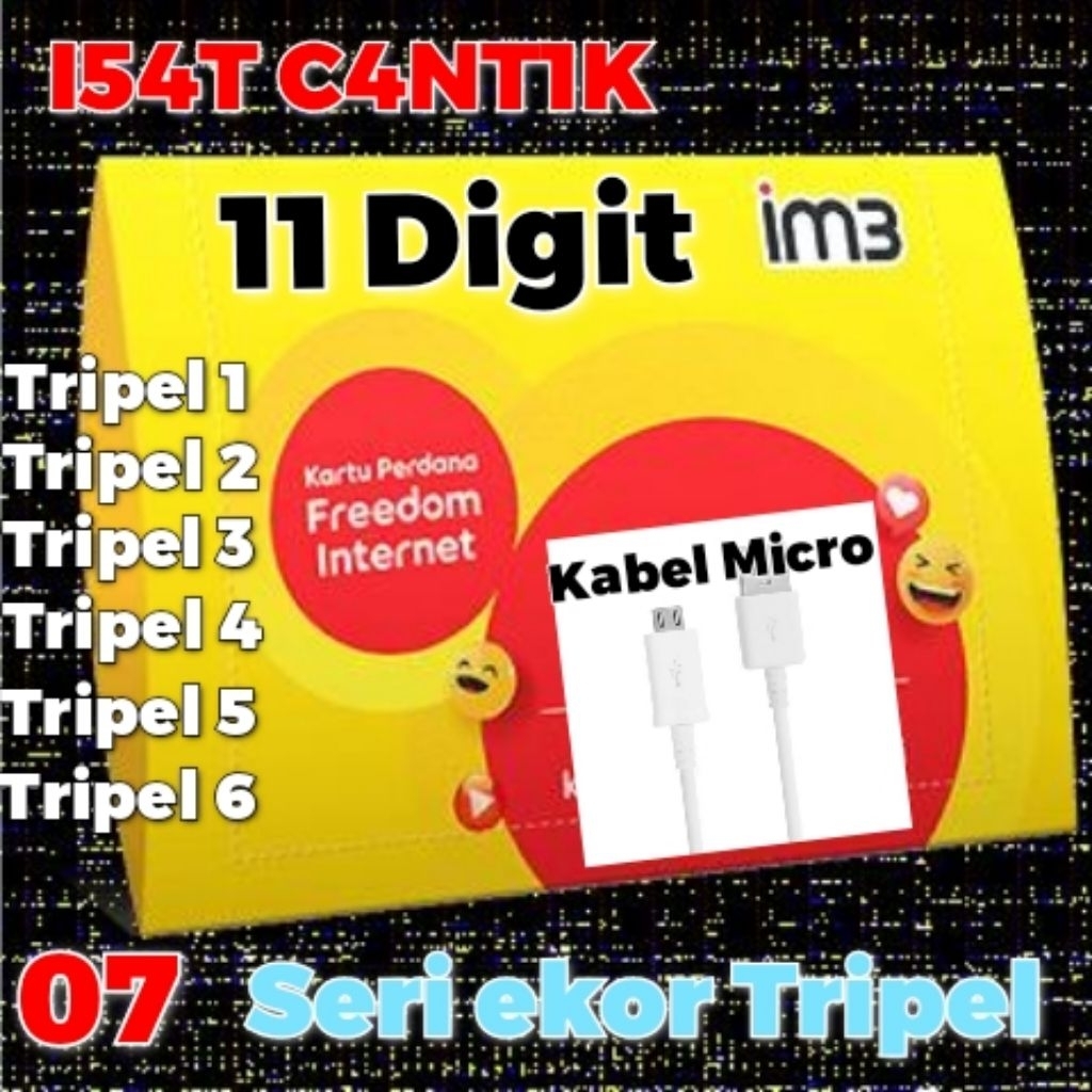 Nomer Cantik Indosat Ooredoo seri 11digit ekor tripel
