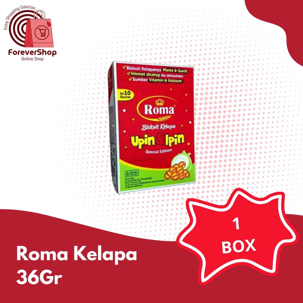 

Roma Biskuit Kelapa Upin Ipin 36gr 10pcs 1Box (sachet)