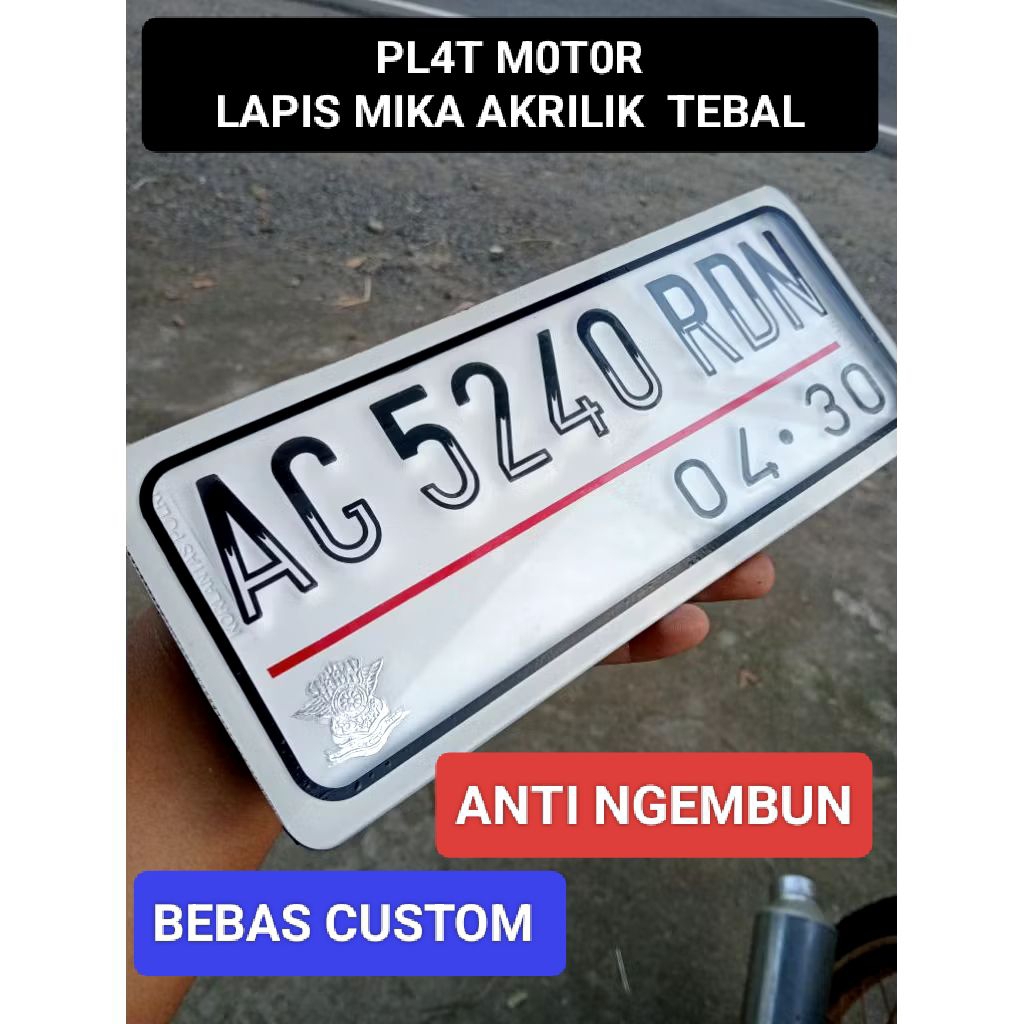 PLAT AKRILIK / PLAT MOTOR LAPIS MIKA AKRILIK