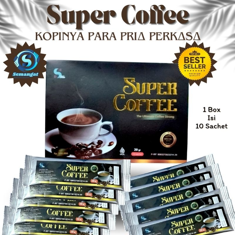 

SUPER COFFEE 1 BOX ISI 10 SACHET THE ULTIMATE COFFEE STRONG ORIGINAL SBB