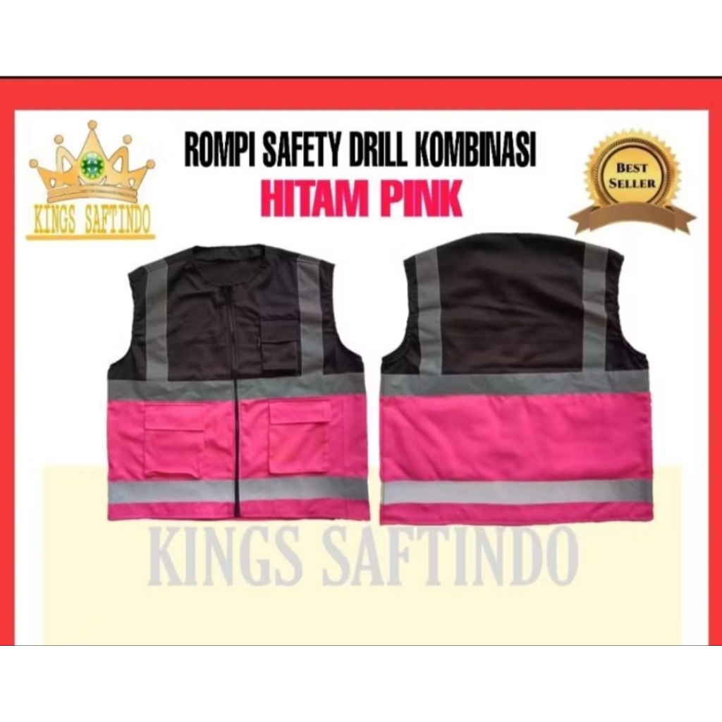 ROMPI SAFETY TERBARU HITAM PINK/ safety vest Pink/rompi