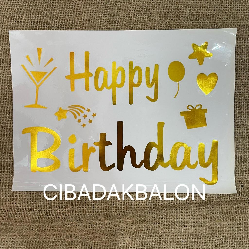 

Stiker Happy Birthday HBD Gold / Stiker Selamat Ulang Tahun