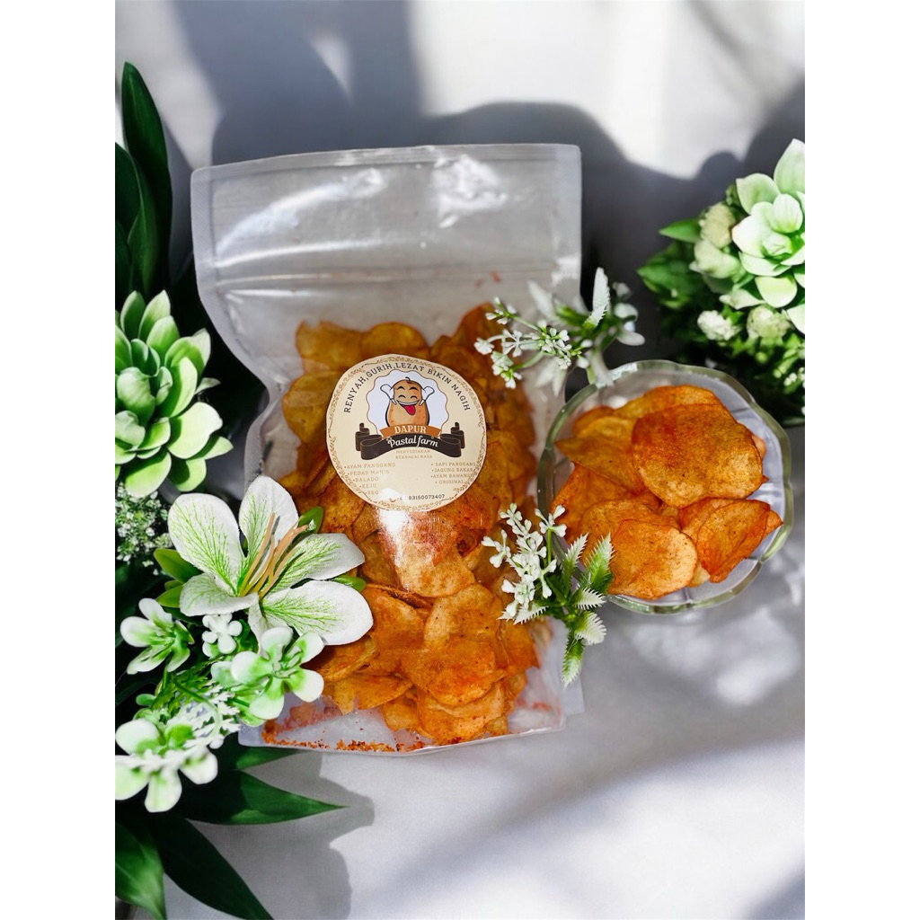 

keripik kentang pedas manis super crispy 100% dari kentang press dan pilihan isi 100g