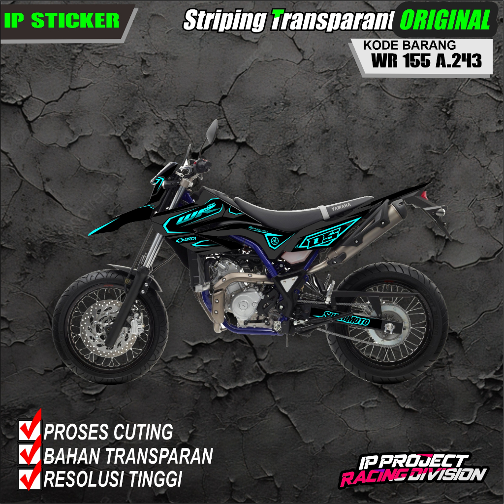 (COD) STIKER DECAL ORIGINAL  MOTOR YAMAHA WR 155 HOLOGRAM DAN TRANSPARAN KODE A.243