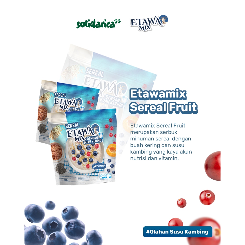 

(4 PCS) EtawaMix – Sereal susu kambing dengan buah kering untuk sarapan sehat traveling & diet alami