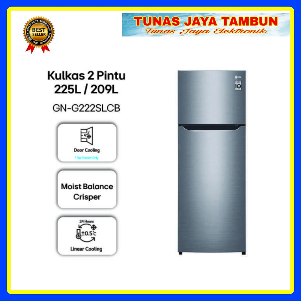 KULKAS LG 222 SQCB / KULKAS LG 222 SLCB / KULKAS LG 2 PINTU 225 LITER / LG GN-G 222 SLCB / 222 SQCB