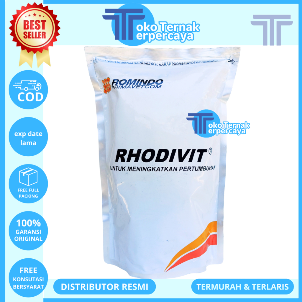 RHODIVIT 1 KG (10 PCS @100 gr) - Vitamin Ayam Meningkatkan Pertumbuhan & Produktivitas Unggas Ayam B
