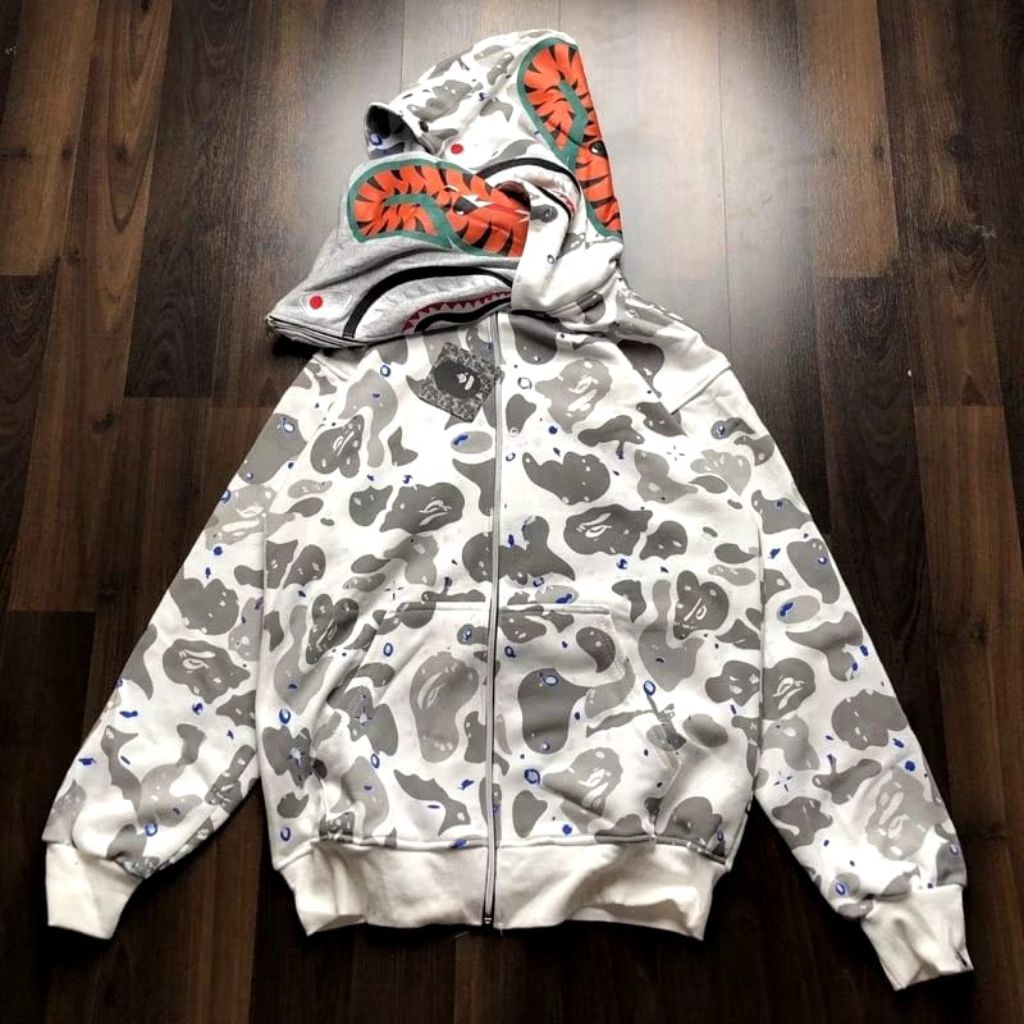 HOODIE ZIPPER BAPE WHITE DOUBLE CAMO HYPE