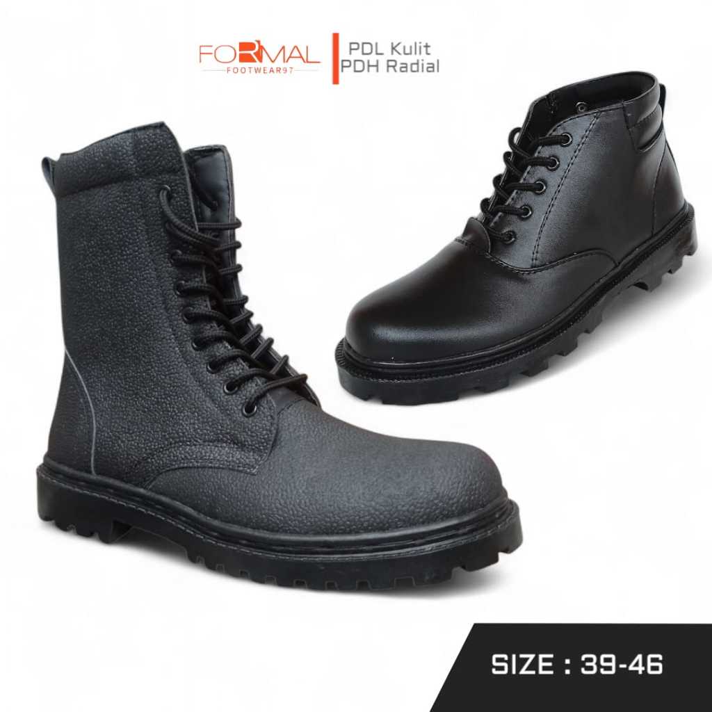 Sepatu Pdl Pria Kerja Lapangan - Tactical Outdoor Hitam Kuat Nyaman Tahan Air