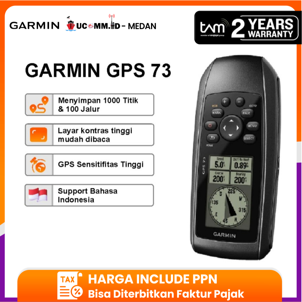 GARMIN GPS 73 GPS73 Handheld Waypoint Bahasa Indonesia GPS Laut GPS Garmin Garansi Resmi TAM 2 Tahun