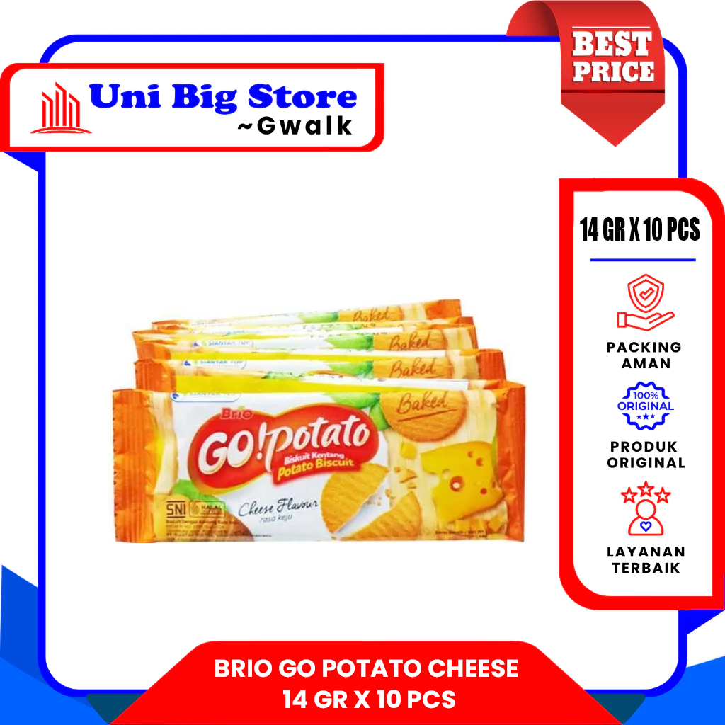 

BRIO GO POTATO BISKUIT KENTANG CHEESE RENTENG - (14 gr x 10 pcs)