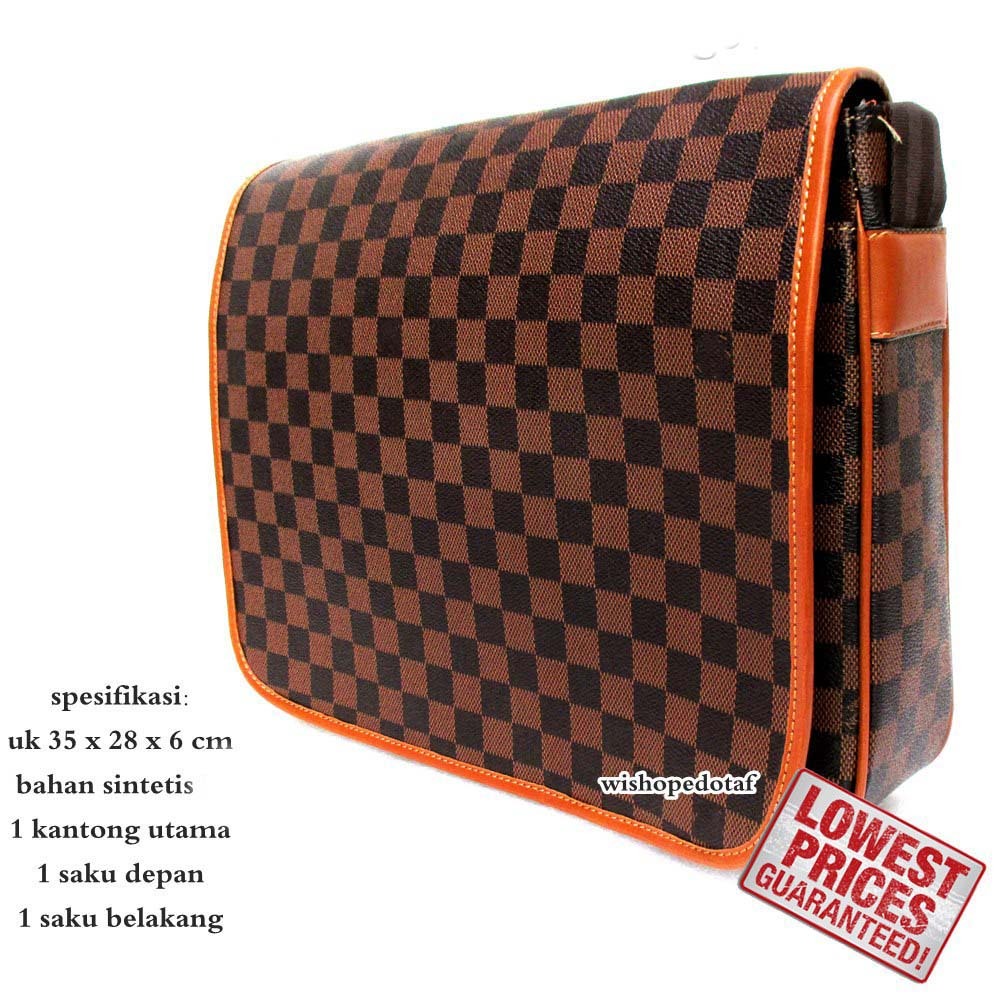 Tas Branded selempang Kulit Pria Brown Jumbo Square
