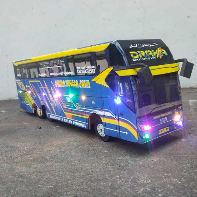 miniatur bus stj draka maianan anak full lampu kelap kelip