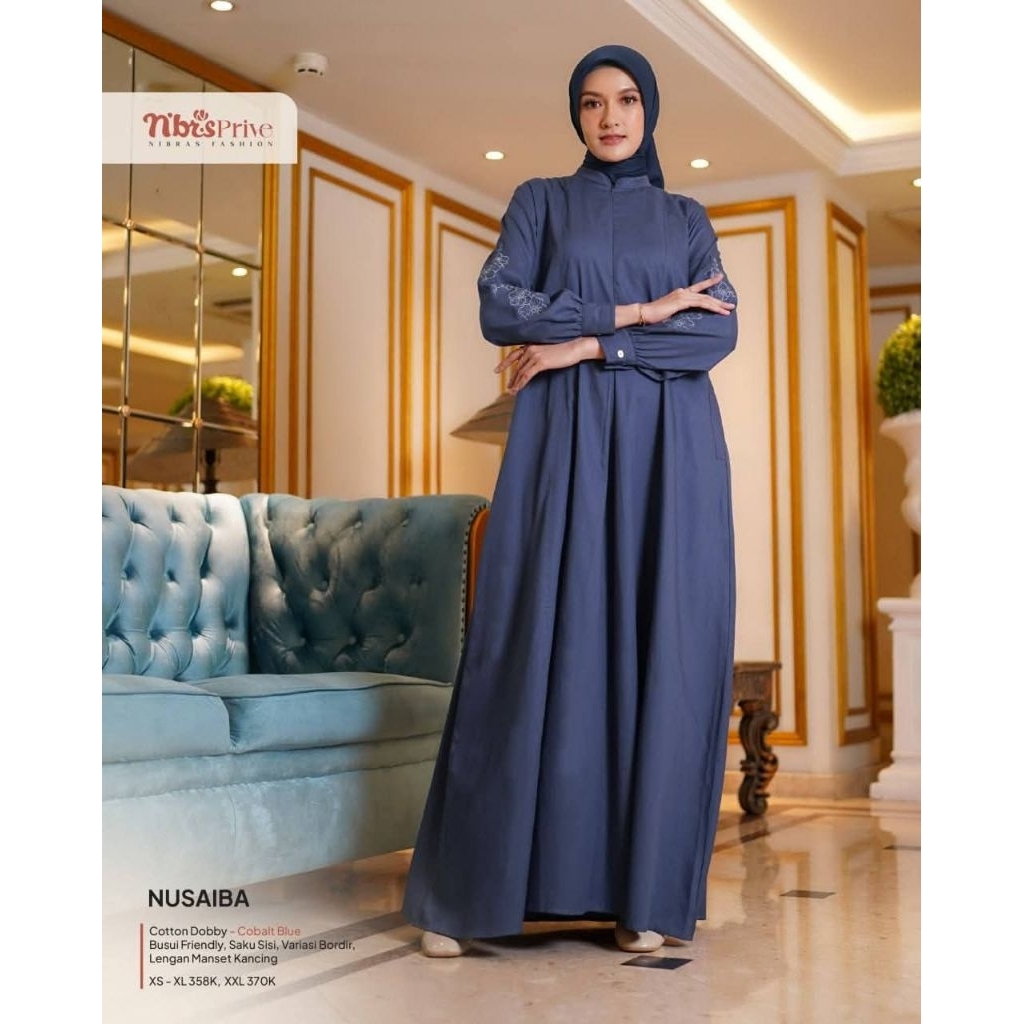 nusaiba coblat blue/gamis nibras/gamis nibras cobalt blue
