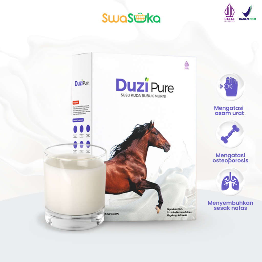 

Duzi Pure Susu Kuda Liar Lombok Bubuk Kolostrum Herbal Alami 200 Gram