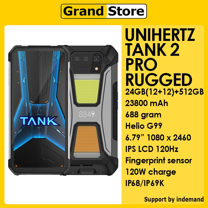 Unihertz Tank 2 Pro 4G 24GB/512GB 23800mAh 120W Helio G99 6.79" FHD+ 120Hz rugged smartphone