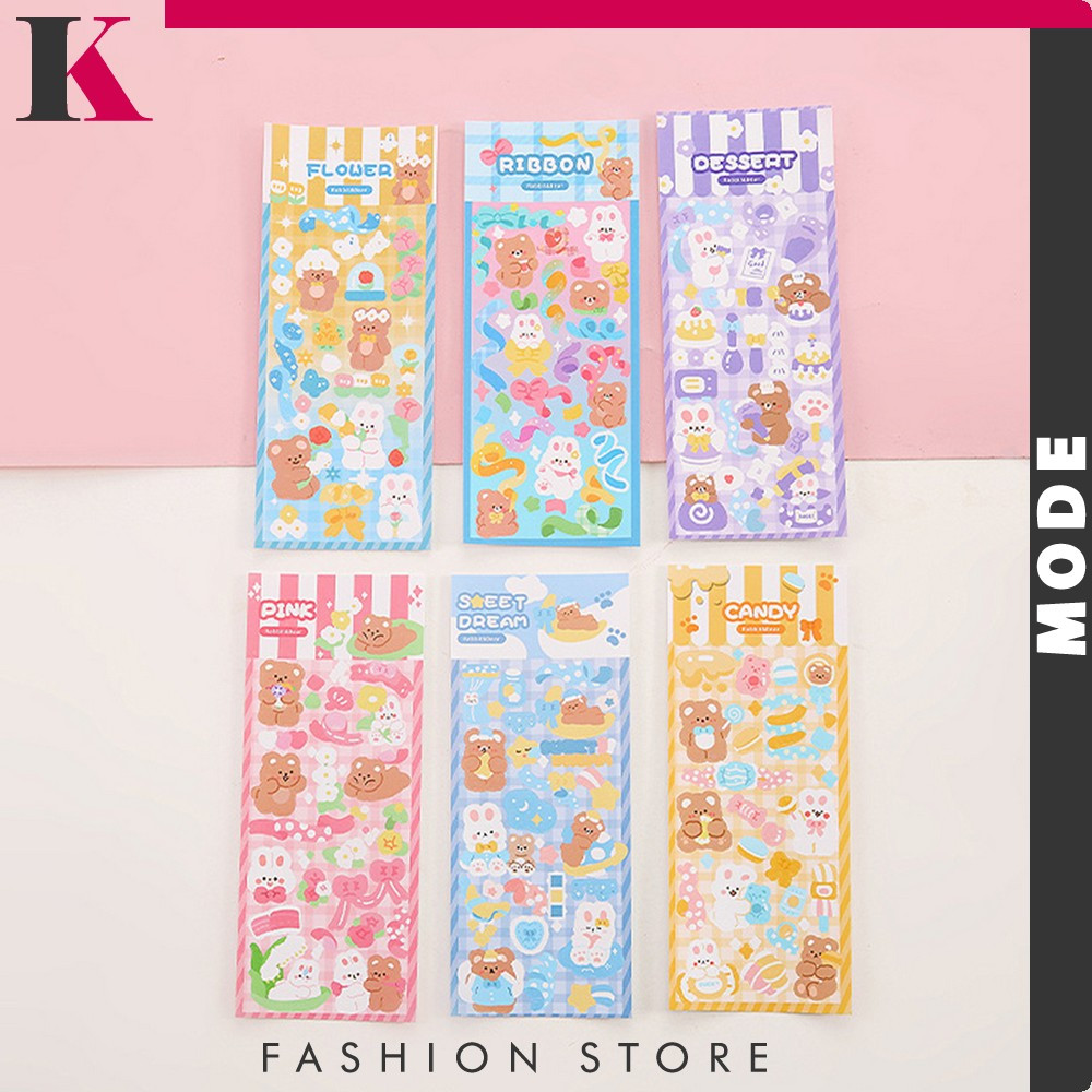 

Sticker Waterproof Hologram Motif Kartun Korea Lucu / Stiker Motif Anti Air Cute Decoration Kmode C1107