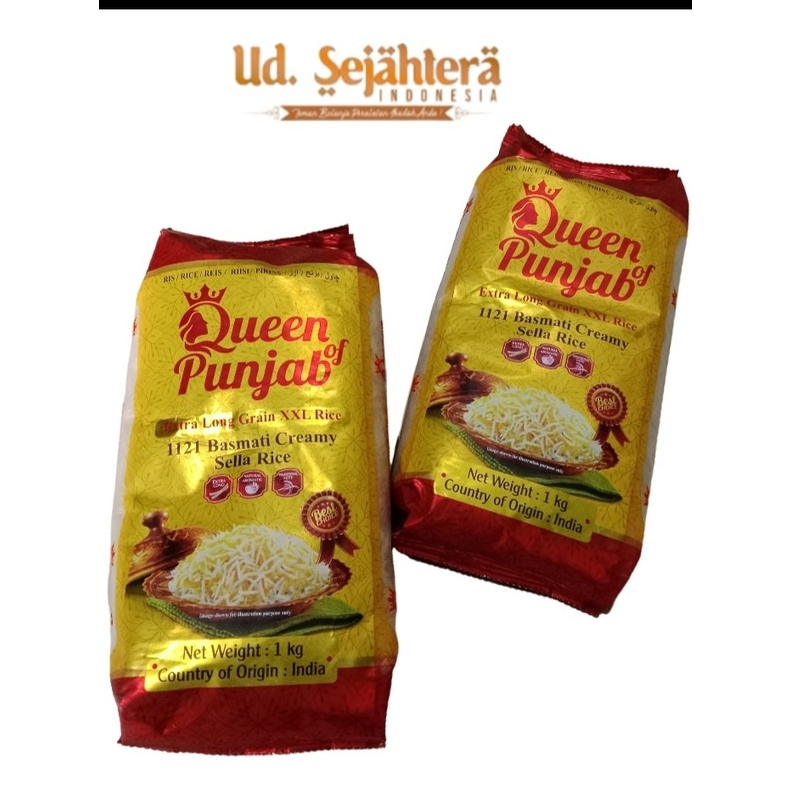 

beras basmati/ beras kebuli arab queen punjab sella rice riasi panjnang XXL kemasan 1 kg kg