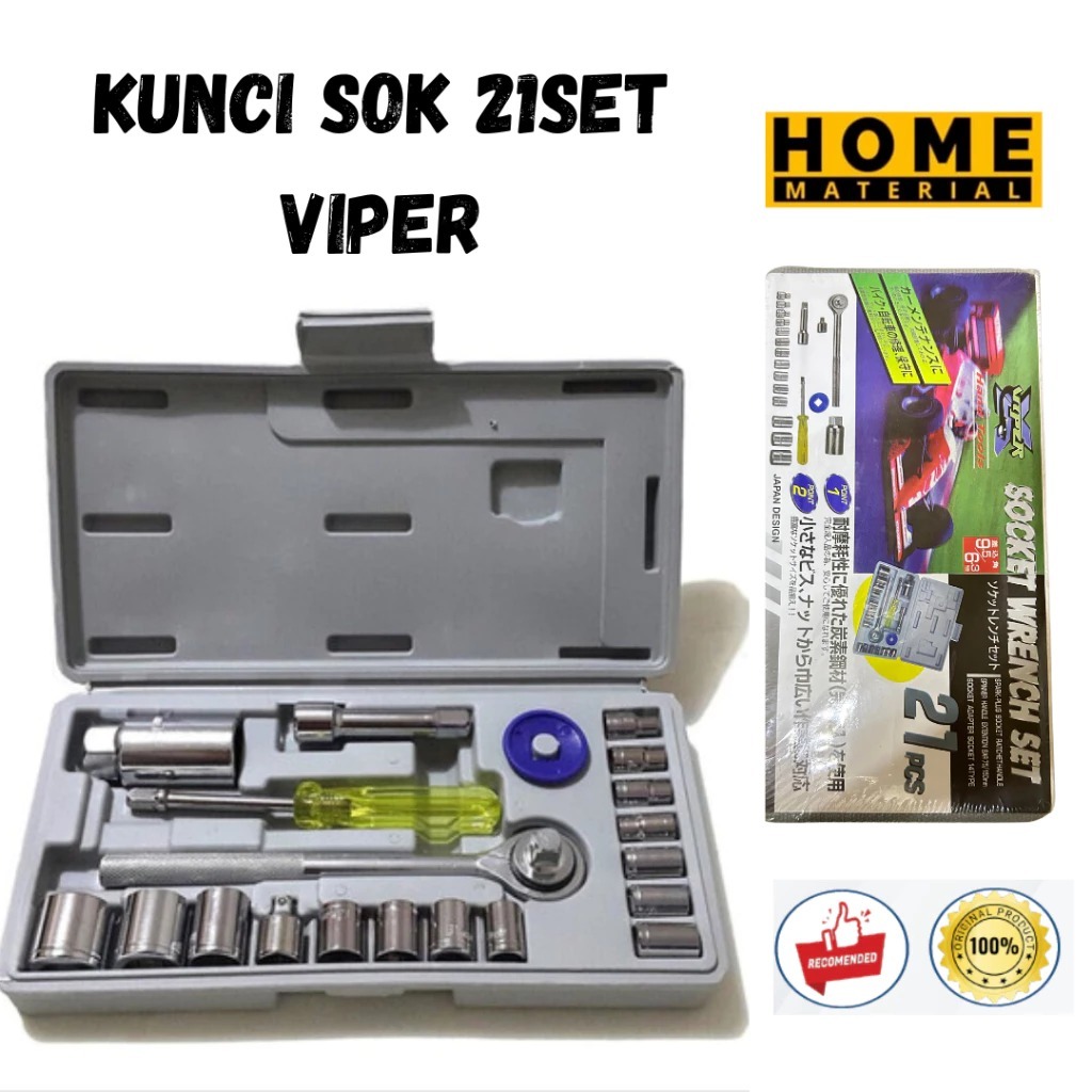 Set Kunci Sok 21 Kunci shock sock sok set 21set motor mobil kunci soket 21 set socket wrench / Kunci