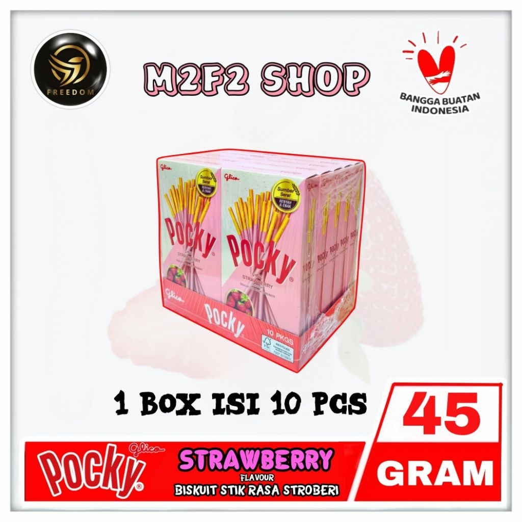 

Glico Pocky Biskuit Stroberi Stik | Strawberry Flavour - 45 gr (Kemasan 1 Box)