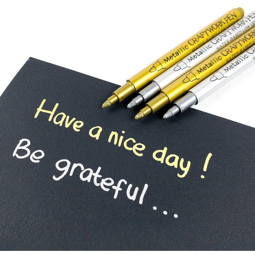 

GN-550 Spidol Kuas Warna Tinta Metalik Emas Perak Metallic Brush Scrapbook Pen Paint Marker Gold Silver